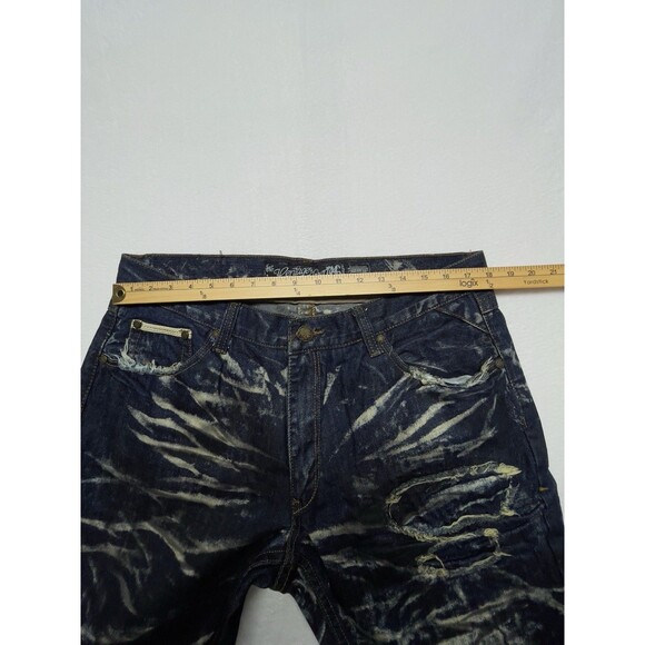 The Hertage By America Men's W38 L34 Patched Distressed Skinny Jeans Acid Wash - Picture 9 of 17